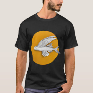 Vliegende vis tegen de maan t-shirt