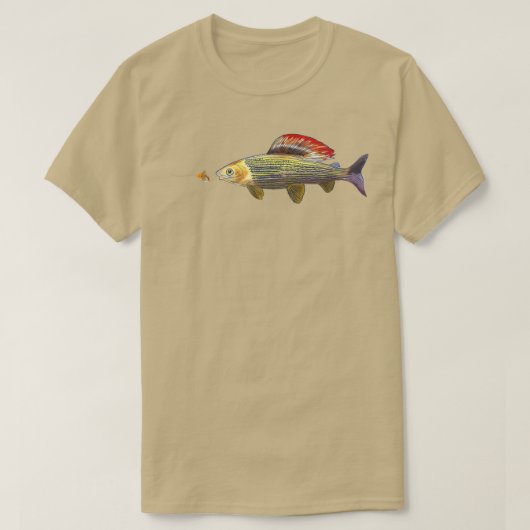 Vliegende vissen met grijsende vissen Nymphing Dry T-shirt (Design voorkant)