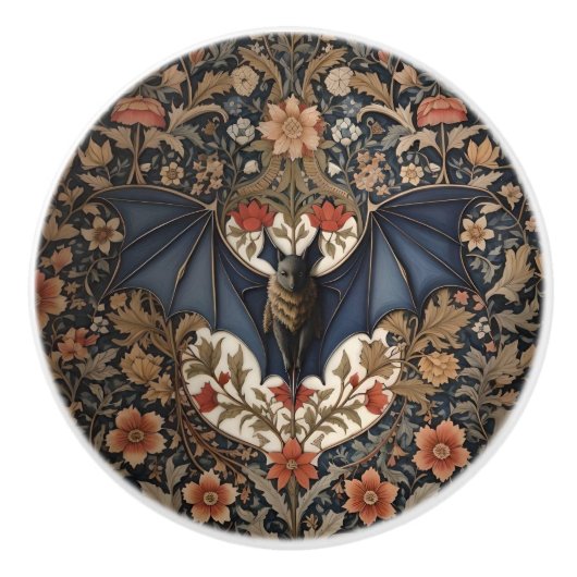 Vliegende Vleermuis - Moderne William Morris Flora Keramische Knop (Voorkant)