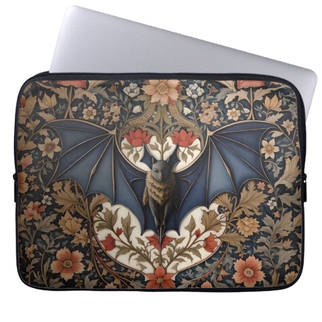 Vliegende Vleermuis - Moderne William Morris Flora Laptop Sleeve (Voorkant)
