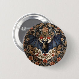 Vliegende Vleermuis - Moderne William Morris Flora Ronde Button 5,7 Cm
