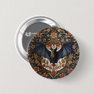 Vliegende Vleermuis - Moderne William Morris Flora Ronde Button 5,7 Cm