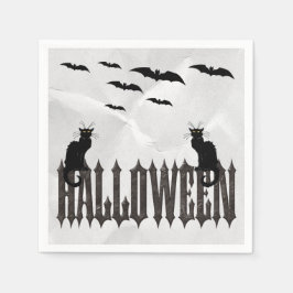 Vliegende vleermuizen & griezelige katten Hallowee Servetten