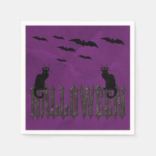 Vliegende vleermuizen & griezelige katten Hallowee Servetten
