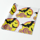 Vliegende Vleermuizen Halloween Night Volle Maan W Cadeaupapier (Uitgerold)