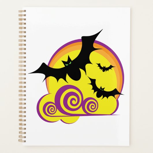 Vliegende Vleermuizen Halloween Night Volle Maan W Planner (Voorkant)