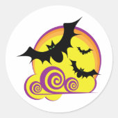 Vliegende Vleermuizen Halloween Night Volle Maan W Ronde Sticker (Voorkant)