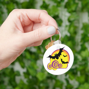 Vliegende Vleermuizen Halloween Night Volle Maan W Sleutelhanger
