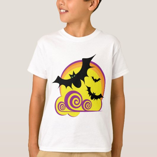 Vliegende Vleermuizen Halloween Night Volle Maan W T-shirt (Voorkant)