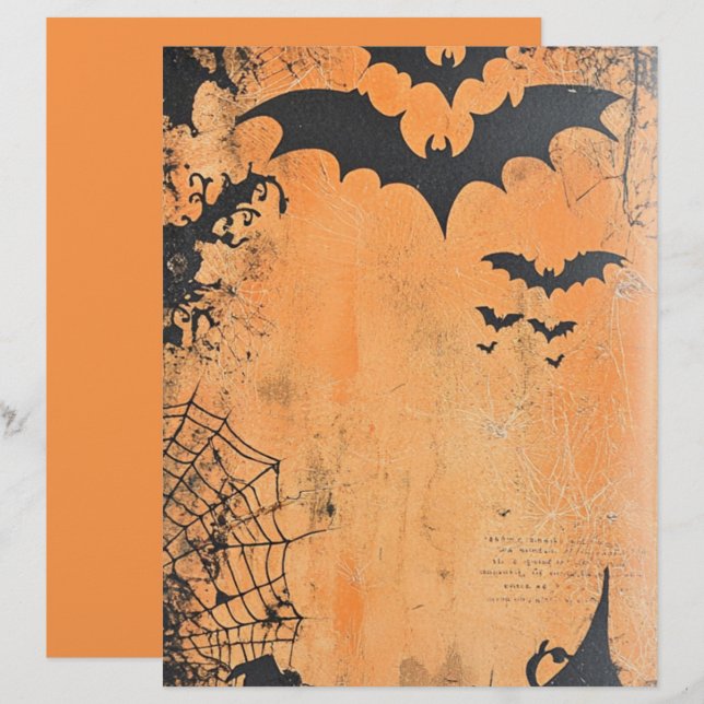 Vliegende vleermuizen Halloween scrapbookpapier (Voorkant / Achterkant)