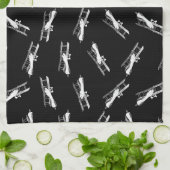 vliegende vliegtuigen Antiek kunstpatroon Theedoek (Gevouwen)