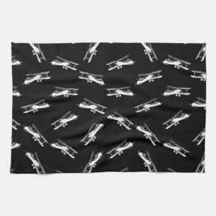  vliegende vliegtuigen Antiek kunstpatroon Theedoek