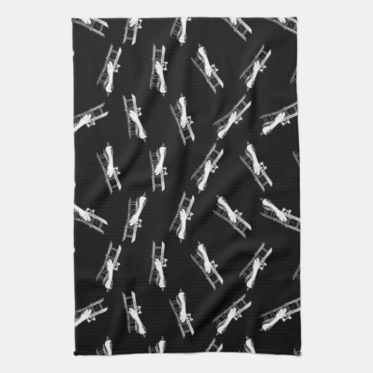  vliegende vliegtuigen Antiek kunstpatroon Theedoek (Verticaal)