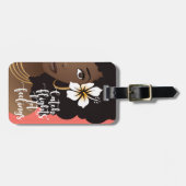 Vliegende vliegtuigen, zwarte vrouw met ventilator bagagelabel (Voorkant horizontaal)