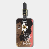 Vliegende vliegtuigen, zwarte vrouw met ventilator bagagelabel (Voorkant verticaal)