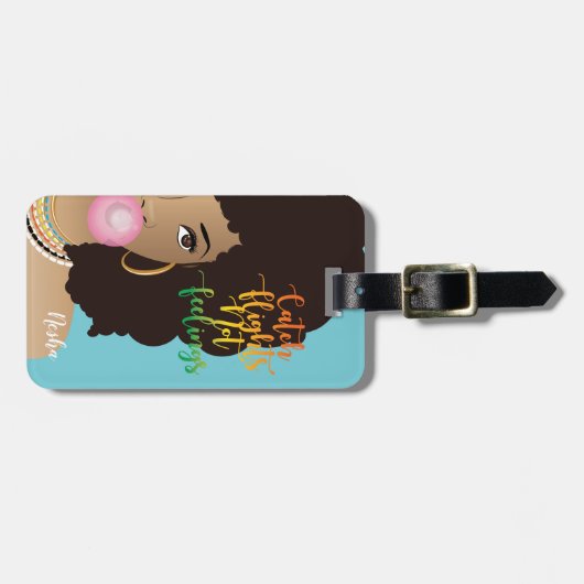 Vliegende vliegtuigen, zwarte vrouwen, tandvlees,  bagagelabel (Voorkant horizontaal)