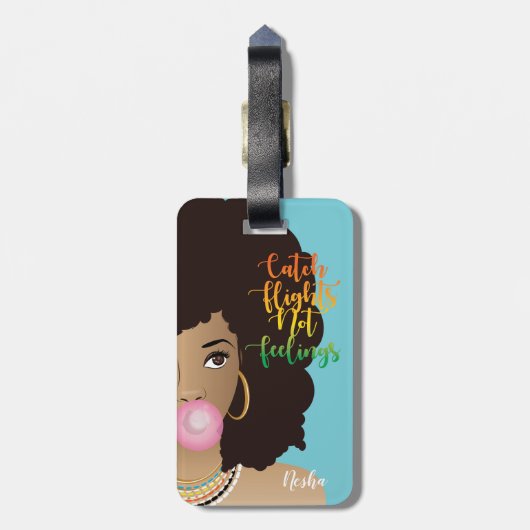 Vliegende vliegtuigen, zwarte vrouwen, tandvlees,  bagagelabel (Achterkant verticaal)