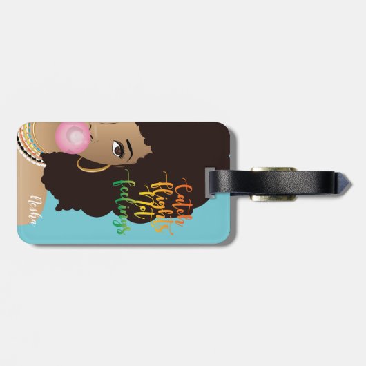 Vliegende vliegtuigen, zwarte vrouwen, tandvlees, bagagelabel (Achterkant horizontaal)