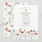 Vliegende vlinder en Bloomende wilde bloemen Kaart (Voorkant / Achterkant)