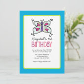 Vliegende vlinder en hartstikke feestdag kaart (Staand voorkant)