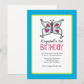 Vliegende vlinder en hartstikke feestdag kaart (Voorkant / Achterkant)