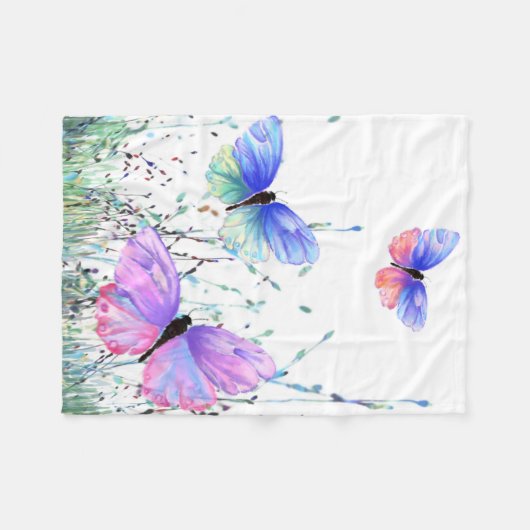 Vliegende vlinders fleece deken (Voorkant (Horizontaal))