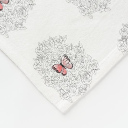 Vliegende Vlinders Fleece Deken met Rozen (Hoek)