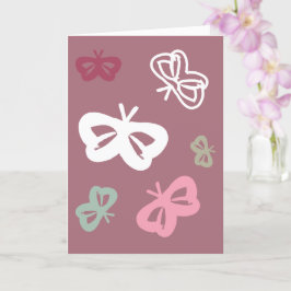 Vliegende vlinders "Gefeliciteerd!" Roze wenskaart Kaart