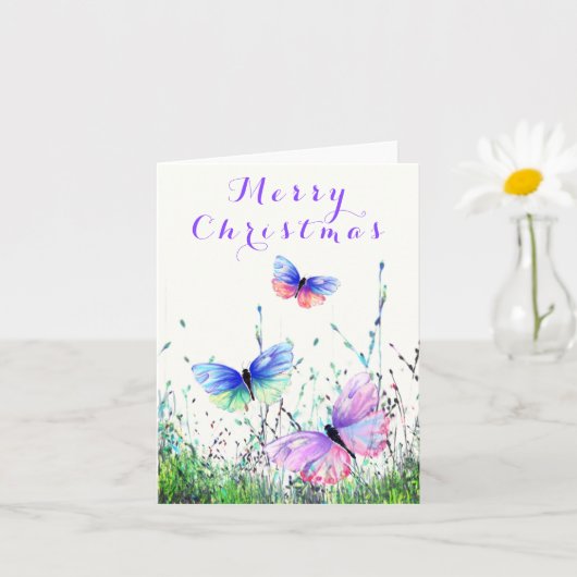 Vliegende Vlinders Kerstkaart Kaart (Kleine Plant)