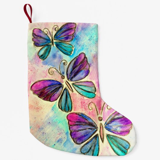 Vliegende vlinders Kerstmis kous Kleine Kerstsok (Voorkant)
