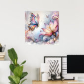 Vliegende vlinders kunst aan de muur poster (Thuiskantoor)