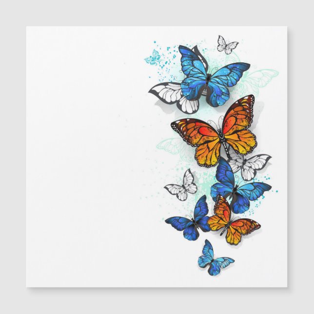 Vliegende vlinders Morpho en Monarch (Voorkant)