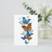 Vliegende Vlinders Morpho en Monarch Aankondiging (Staand voorkant)