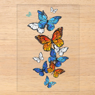 Vliegende Vlinders Morpho en Monarch Acryl Uitnodigingen