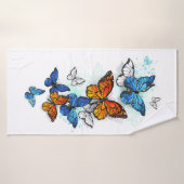 Vliegende Vlinders Morpho en Monarch Badhanddoek (Badhanddoek)