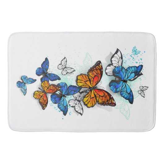 Vliegende Vlinders Morpho en Monarch Badmat (Voorkant)