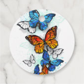 Vliegende Vlinders Morpho en Monarch Bedankjes Labels (Achterkant)
