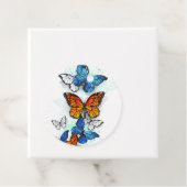 Vliegende Vlinders Morpho en Monarch Bedankjes Labels (In situ)