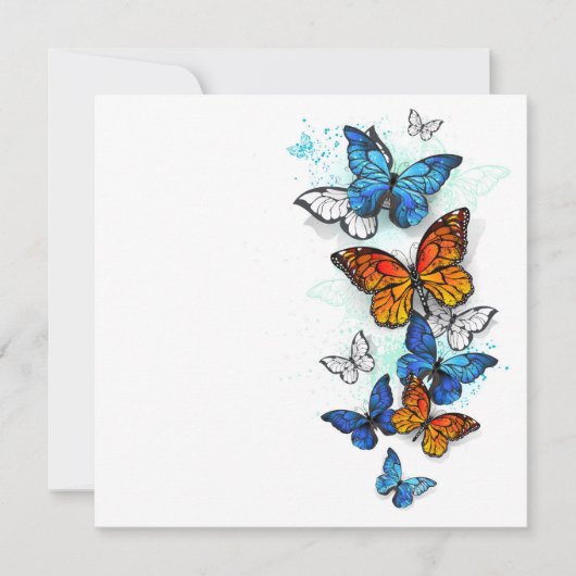 Vliegende Vlinders Morpho en Monarch Bedankkaart (Voorkant)