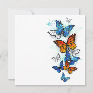 Vliegende Vlinders Morpho en Monarch Bedankkaart