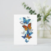 Vliegende Vlinders Morpho en Monarch Bedankkaart (Staand voorkant)