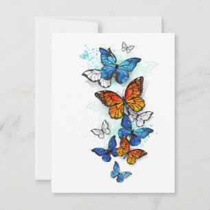 Vliegende Vlinders Morpho en Monarch Bedankkaart