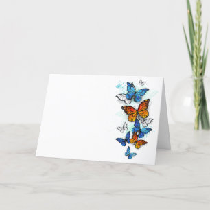 Vliegende Vlinders Morpho en Monarch Bedankkaart