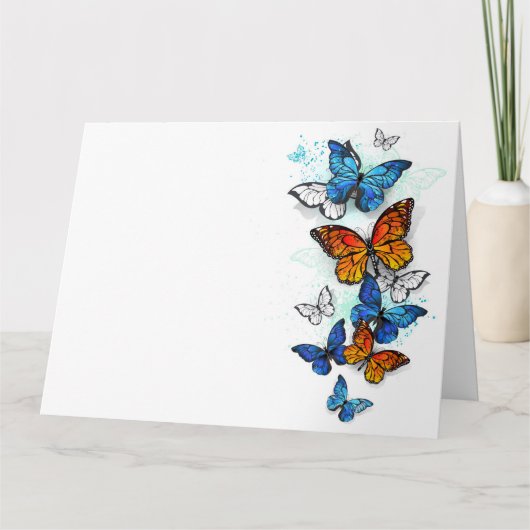 Vliegende Vlinders Morpho en Monarch Bedankkaart (Voorkant)