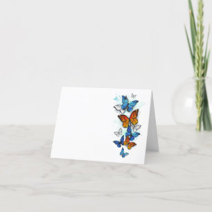 Vliegende Vlinders Morpho en Monarch Bedankkaart