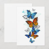 Vliegende Vlinders Morpho en Monarch Bedankkaart (Voorkant / Achterkant)