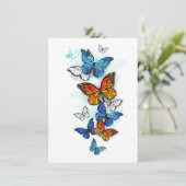 Vliegende Vlinders Morpho en Monarch Bedankkaart (Staand voorkant)