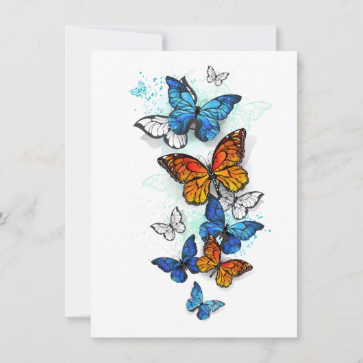 Vliegende Vlinders Morpho en Monarch Bedankkaart (Voorkant)