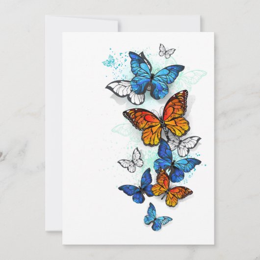 Vliegende Vlinders Morpho en Monarch Bedankkaart (Voorkant)