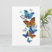 Vliegende Vlinders Morpho en Monarch Bedankkaart (Staand voorkant)
